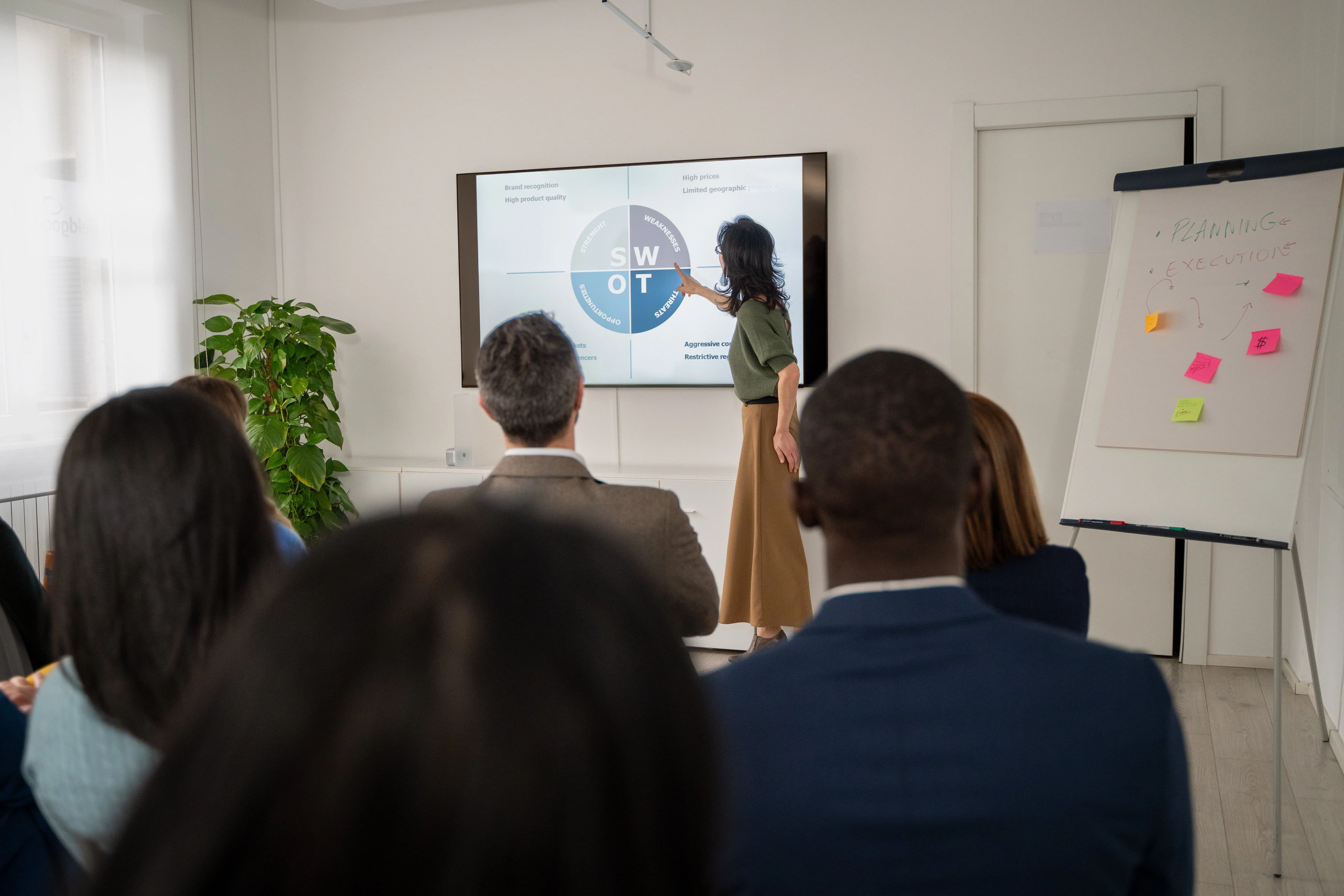 Facilitator delivering leadership training as part of an integrated development program